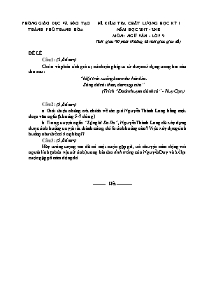 Bộ đề kiểm tra chất lượng học kỳ I môn Ngữ văn Lớp 9 - Năm học 2017-2018 - Phòng GD và ĐT Thành phố Thanh Hóa